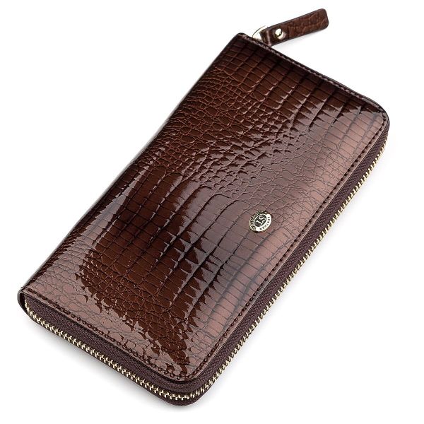 Кошелек женский ST Leather 18398 (S4001A) с ремнем на запястье коричневый