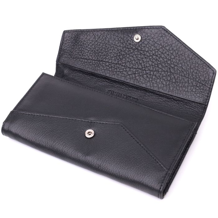 Шкіряний жіночий гаманець з геометричним клапаном ST Leather 22546 чорний