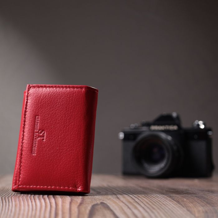 Маленький удобный кошелек с монетницей из натуральной кожи ST Leather 22741 красный