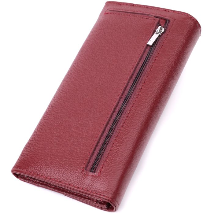 Кошелек для женщин из натуральной кожи с геометрическим клапаном ST Leather 22547 бордовый