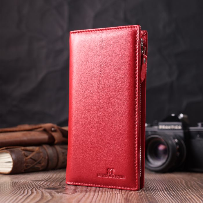Яркий кошелек-клатч для стильных женщин из натуральной кожи ST Leather 22533 красный