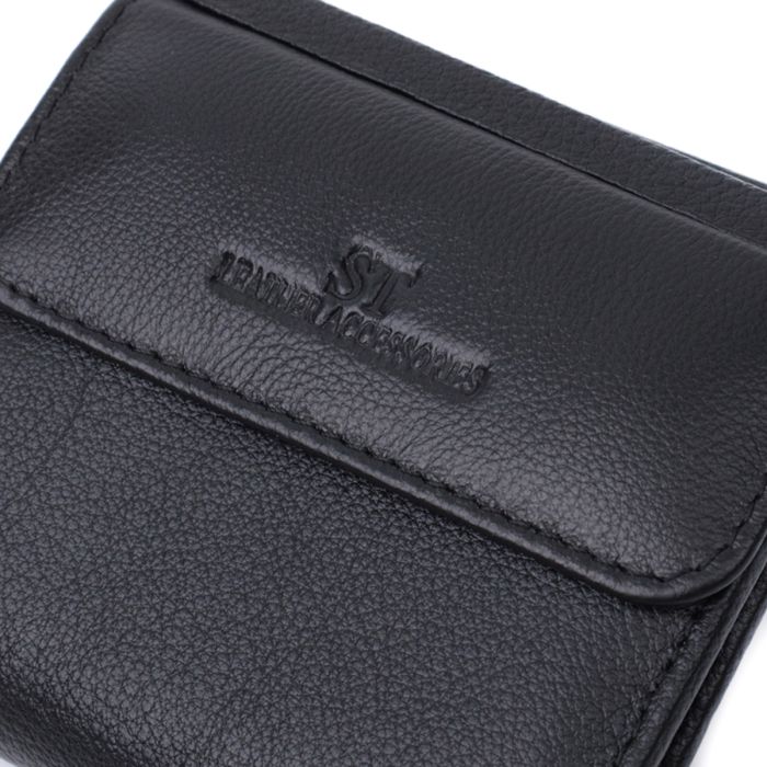 Женский кошелек среднего размера с монеткой снаружи из натуральной кожи ST Leather 22719 черный