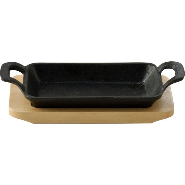 Чавунна мініформа з серверовочною дошкою MasterPro Foodies cook&share 17x10 см (BGMP-3807-EM)
