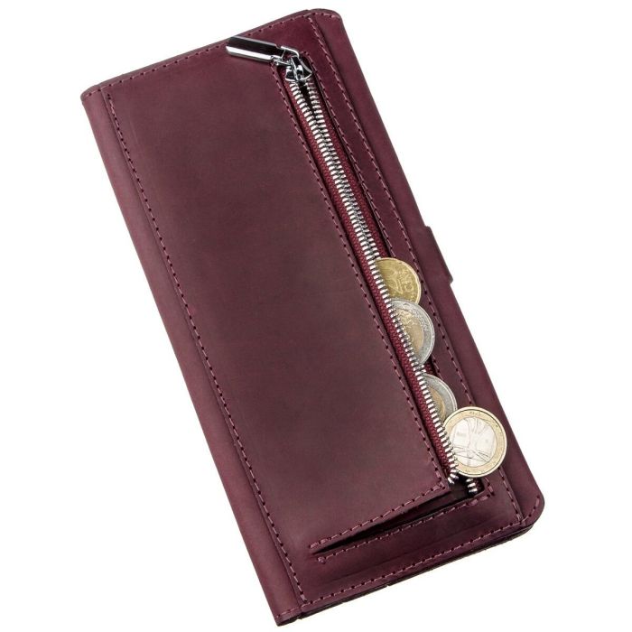 Кошелек женский из винтажной кожи SHVIGEL 16205 бордовый