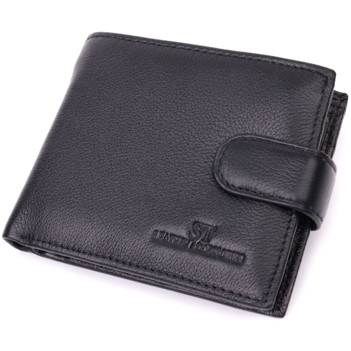 Горизонтальный кошелек среднего размера из натуральной кожи ST Leather 22454 черный