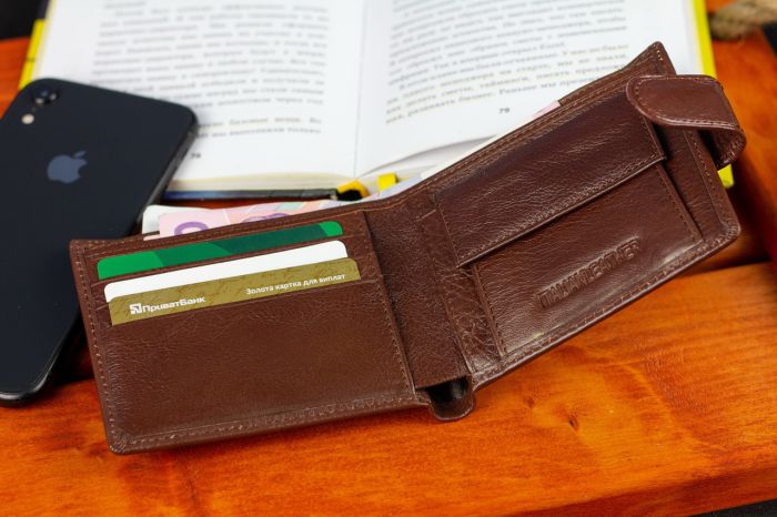 Чоловіче портмоне з натуральної шкіри ST Leather B104 коричневе