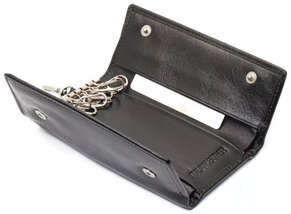 Чорна ключниця з натуральної шкіри із відділенням для грошей ST Leather B416