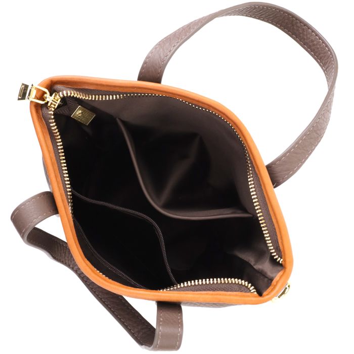 Жіноча шкіряна сумка з коричневою вставкою на лицьовій стороні Vintage 22999 сіра