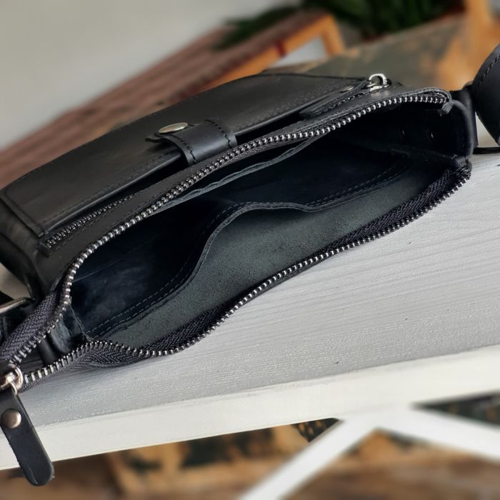 Чоловіча шкіряна сумка планшет GS 22*20*3 см чорна (ПЛ 001 черн)