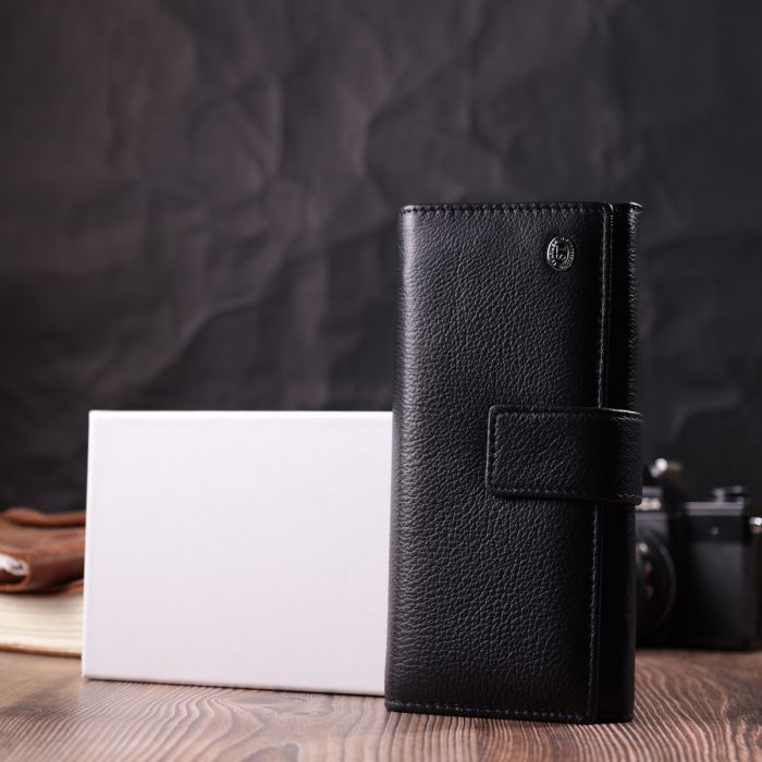 Надійний жіночий гаманець з натуральної шкіри ST Leather 22548 чорний