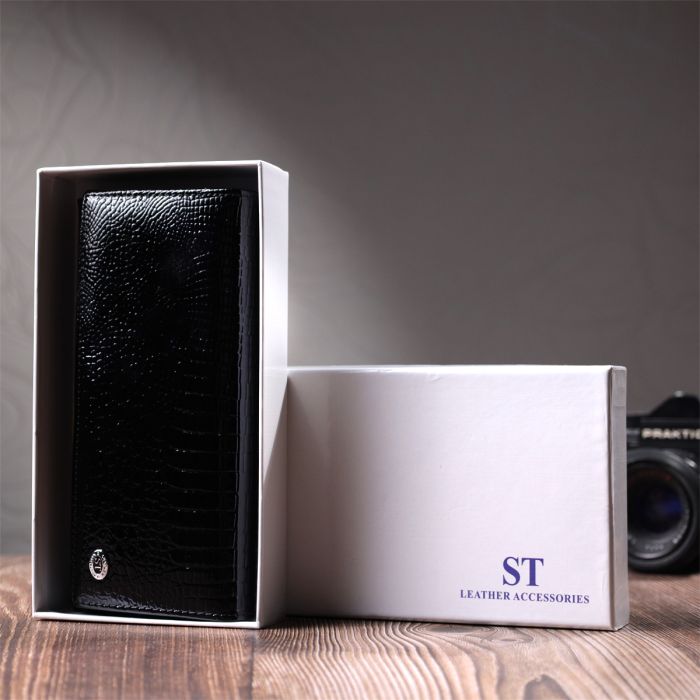 Женский кошелек из натуральной лакированной кожи ST Leather 22679 черный