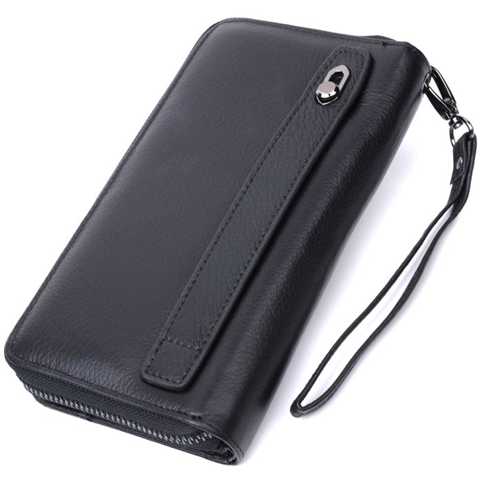 Чоловічий клатч із блоком для карт з натуральної шкіри ST Leather 22694 чорний