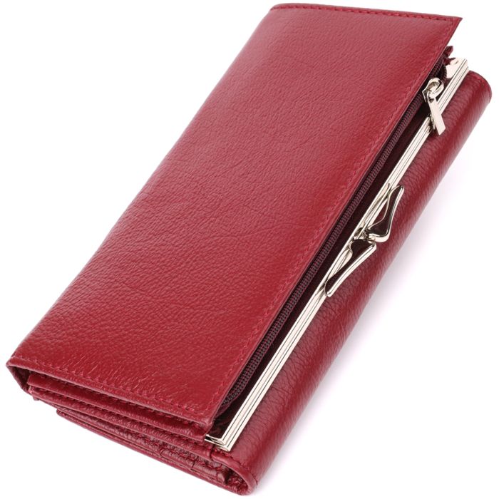 Модный женский кошелек на магнитах из натуральной кожи ST Leather 23113 бордовый