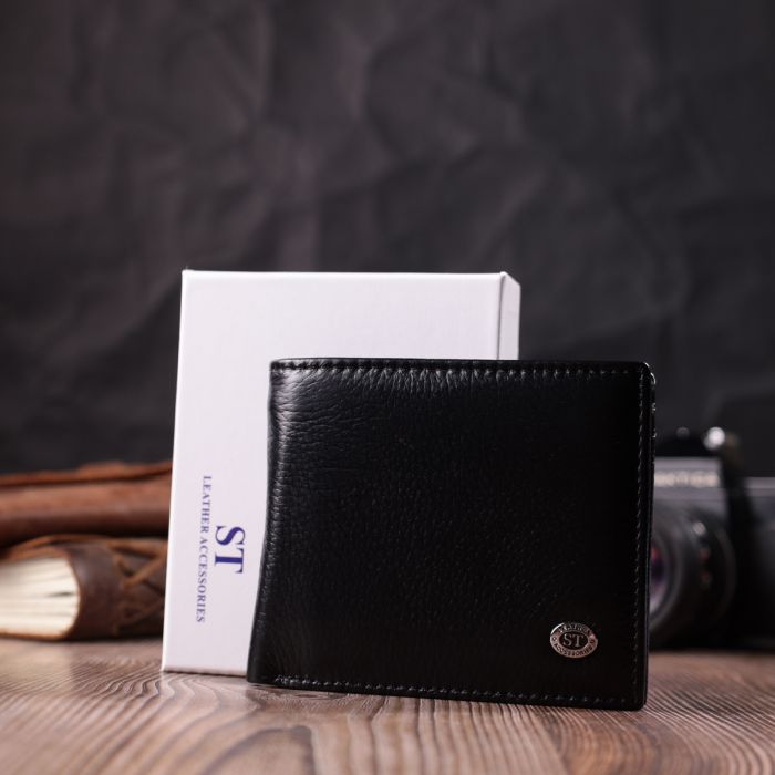 Чоловіче шкіряне портмоне із затискачем ST Leather 22485 чорний
