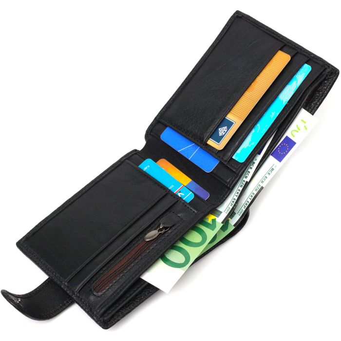 Горизонтальний чоловічий гаманець з натуральної шкіри Vintage s_15019 чорний