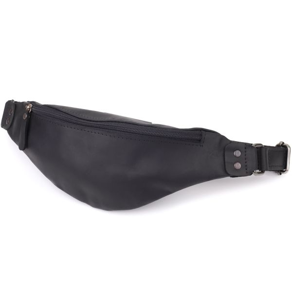 Чоловіча бананка з натуральної вінтажної шкіри Shvigel 23129 чорна