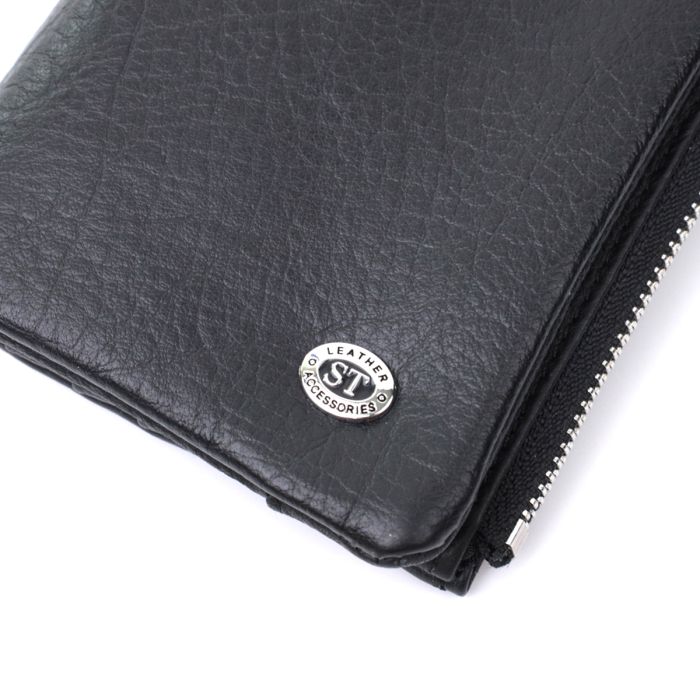 Вертикальный кошелек унисекс из мягкой натуральной кожи ST Leather 22743 черный