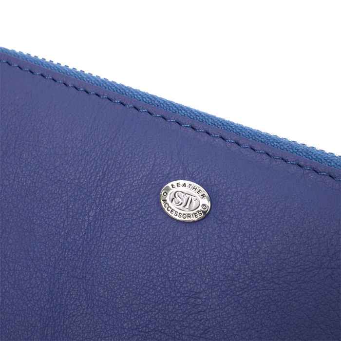 Вместительный женский кошелек с двумя отделениями на молниях ST Leather 19431 синий