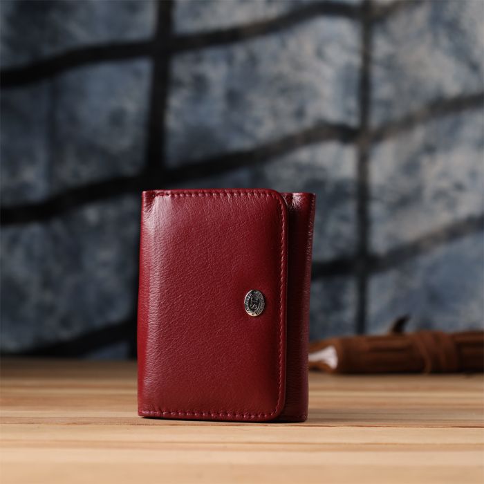 Компактний жіночий гаманець із натуральної шкіри ST Leather 23073 бордовий