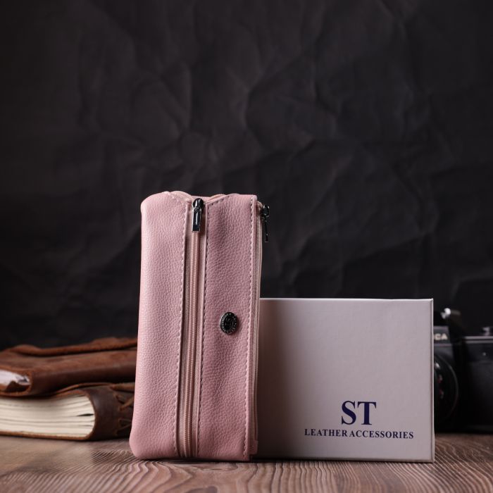 Стильная ключница нежного цвета из натуральной кожи ST Leather 22510 розовая