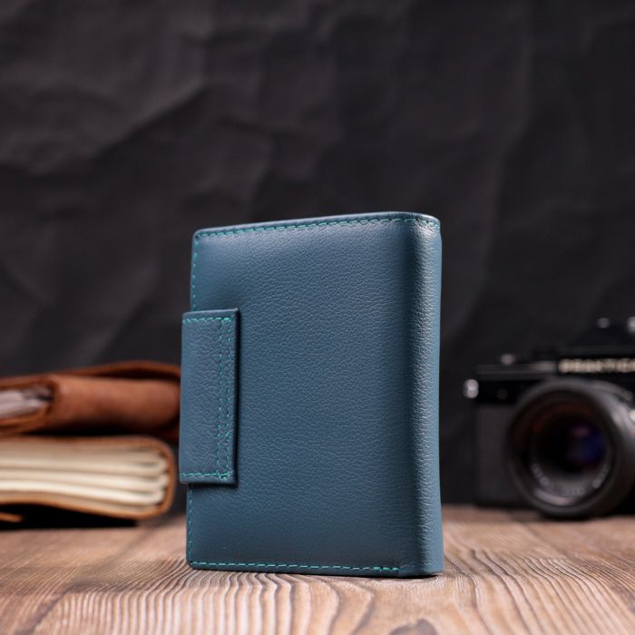 Жіноче портмоне з оригінальною монетницею з натуральної шкіри ST Leather 19450 бірюзовий