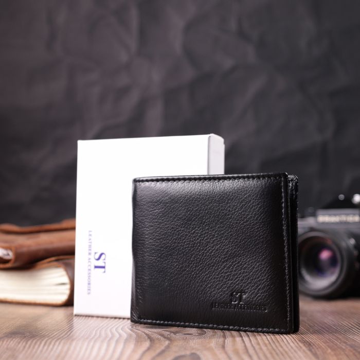 Кожаный мужской портмоне с зажимом ST Leather 22481 черный