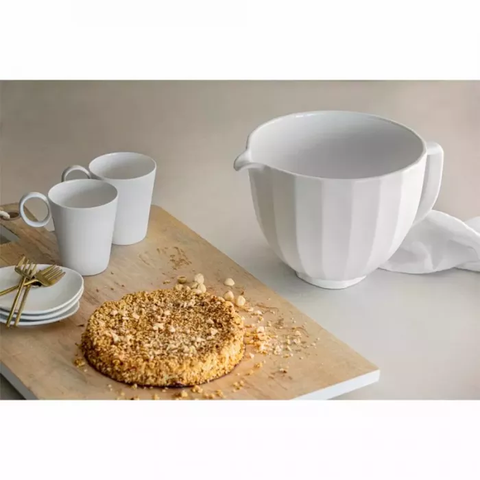 Чаша KitchenAid 4,7 л 5KSM2CB5PWS керамическая, с ручкой, текстурированная, цвет белая раковина