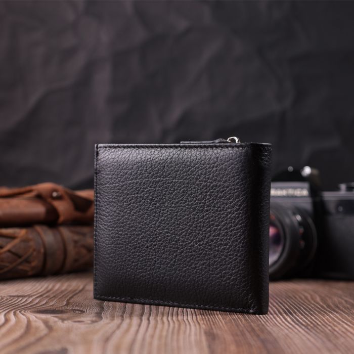 Гаманець середнього розміру з оригінальною монетницею ST Leather 22458 чорний