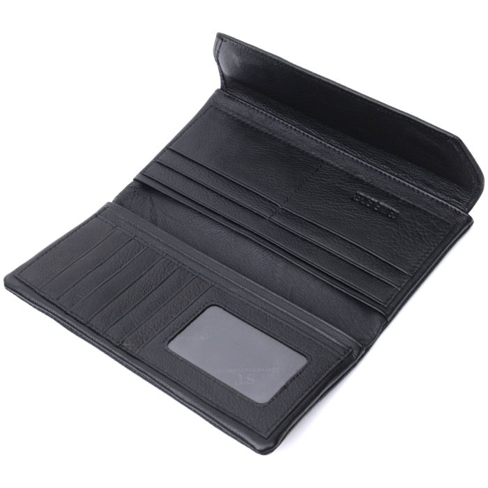 Жіноче портмоне з блоком для карт з натуральної шкіри ST Leather 22698 чорне