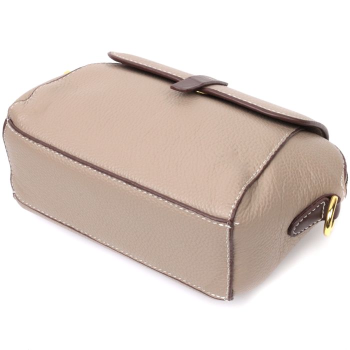 Стильная женская компактная сумка из натуральной кожи Vintage 22267 бежевая