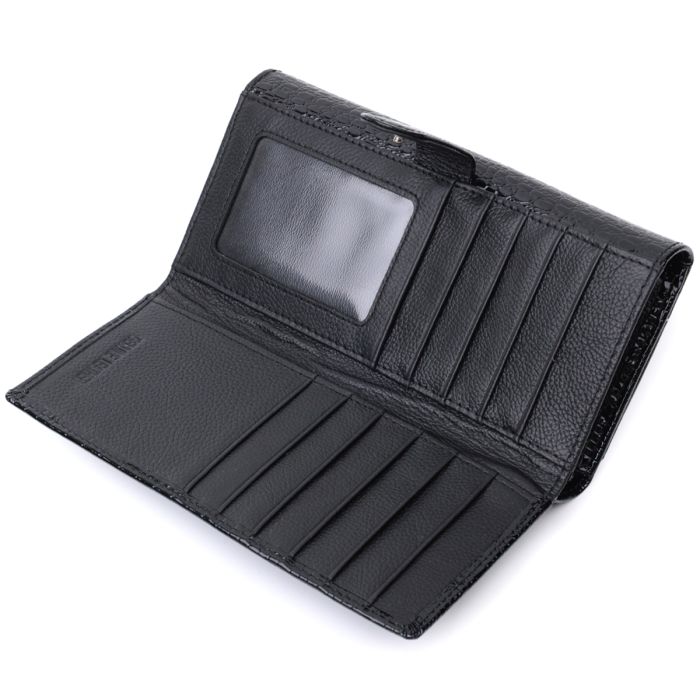 Лакированный кожаный кошелек с блоком для кредитных карт ST Leather 22683 черный