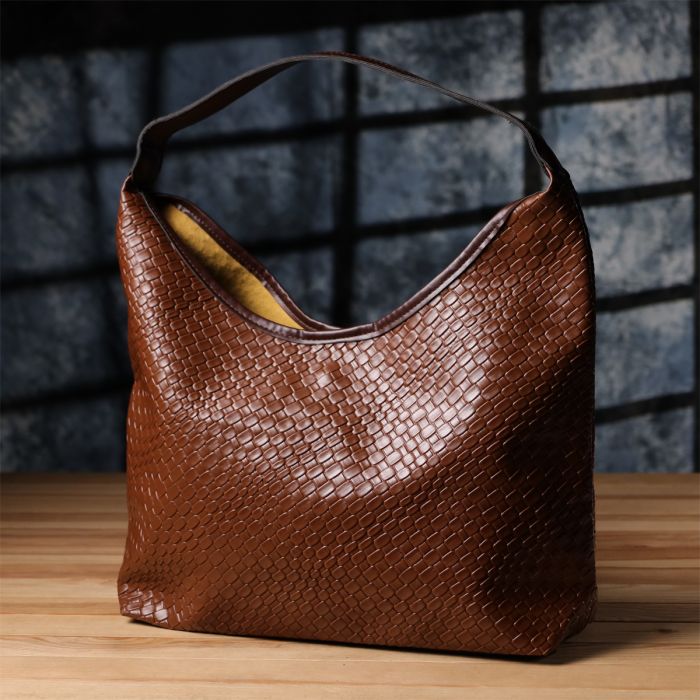Женская сумка из переплетенной экокожи Vintage s_15142 коричневая
