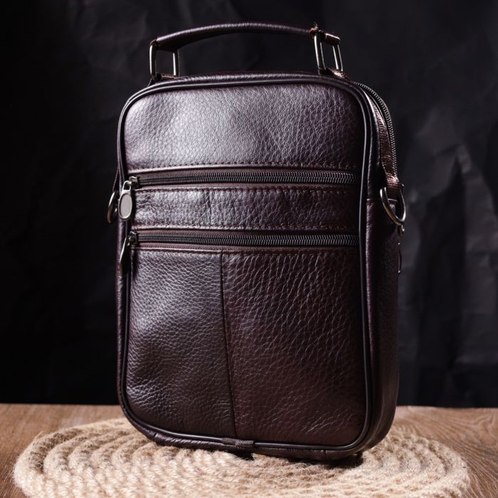 Качественный мужской мессенджер из натуральной кожи Vintage 21304 коричневый