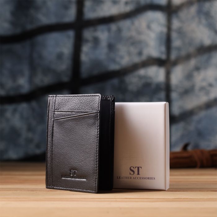 Чоловічий гаманець для карток із натуральної шкіри ST Leather 23091 чорний