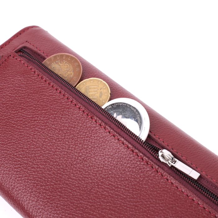 Кошелек для женщин из натуральной кожи с геометрическим клапаном ST Leather 22547 бордовый