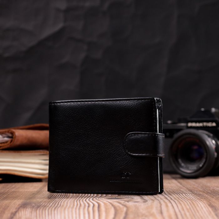 Горизонтальний чоловічий гаманець із натуральної шкіри ST Leather 22443 чорний