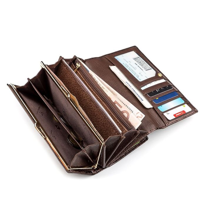 Гаманець жіночий ST Leather 18431 (S9001A) лакована шкіра коричневий