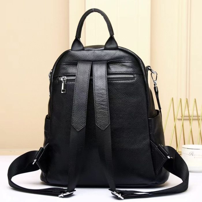 Кожаный женский рюкзак с тиснением 42147 Tiding Bag черный
