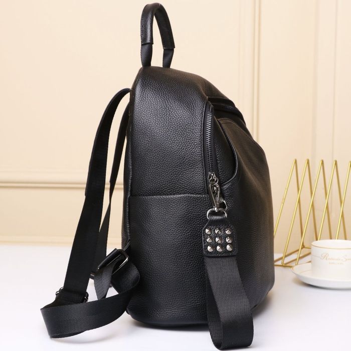 Женский классический кожаный рюкзак черный городского типа 85378 Tiding Bag