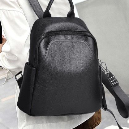 Женский классический кожаный рюкзак черный городского типа 85378 Tiding Bag
