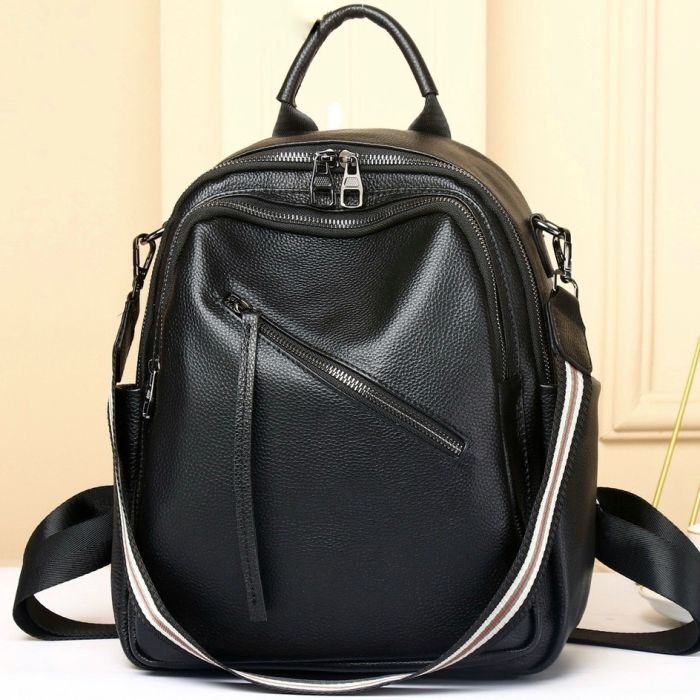 Стильний жіночий шкіряний рюкзак чорний міський 51124 Tiding Bag