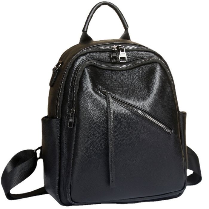Стильний жіночий шкіряний рюкзак чорний міський 51124 Tiding Bag