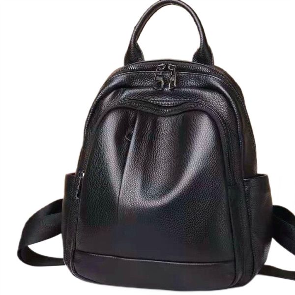 Шкіряний жіночий міський рюкзак на блискавці чорний 85271 Tiding Bag