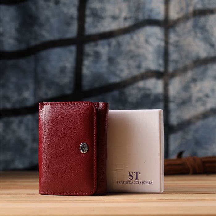 Компактний жіночий гаманець із натуральної шкіри ST Leather 23073 бордовий
