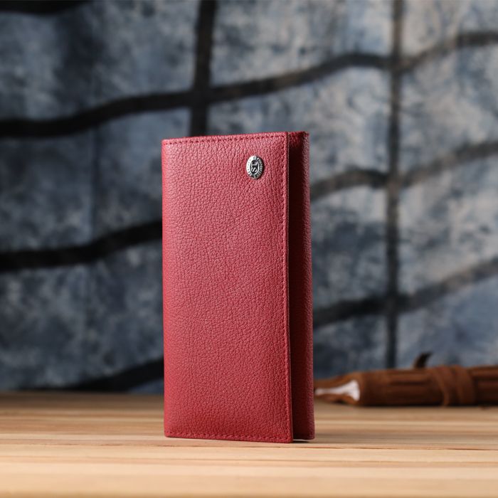 Яркий вертикальный кошелек из натуральной кожи ST Leather 23087 красный