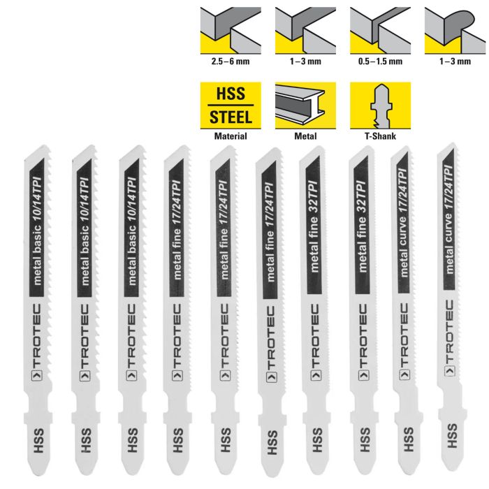 Набор пильных полотен для электролобзика Trotec 10 pieces Metal Set (6215001131)