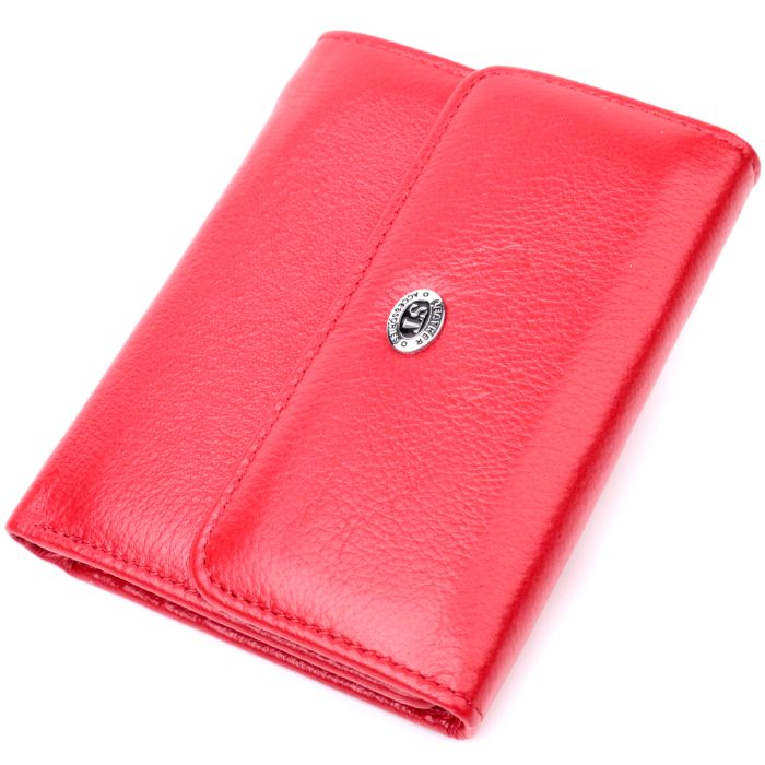 Яркий женский кошелек с монетницей из натуральной кожи ST Leather 19482 красный