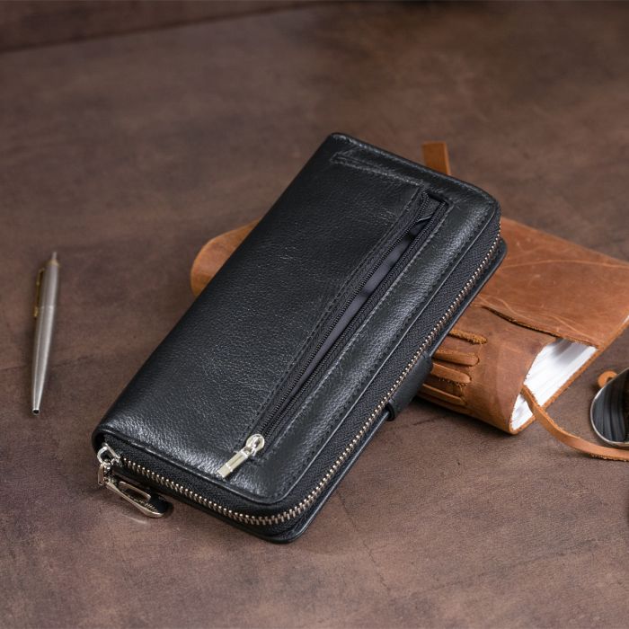 Вертикальний місткий гаманець зі шкіри унісекс ST Leather 19300 чорний