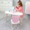 Детский белоснежный стол облако и стульчик мишка детский розовый LalaKids