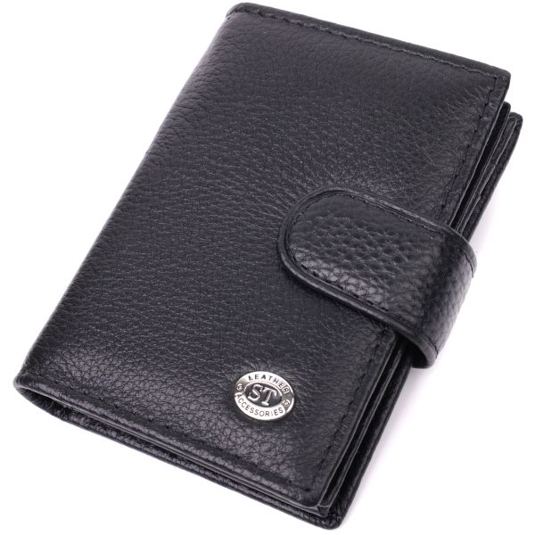 Надійна візитниця з натуральної шкіри ST Leather 22469 чорна